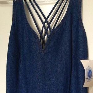 Denim Sun Dress | Midi Cross Back Sexy Dress. New with tag. LE MIEUX